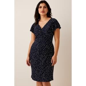 NOBO Large Navy Polka Dot Dress Work Casual